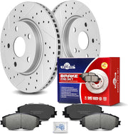 Ceramic Front Brakes Pad and Rotors Drilled Slotted Vented Replacement Disc Brake Kits for Scion Xb 2008 2009-2015, for Lexus Hs250H 2010 2011 2012, for Toyota Prius V 2012 2013 2014-2016 2017