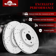 Front & Rear Drilled Slotted Rotors and Ceramic Disc Brake Pads Kit for Dodge Grand Caravan 2017 - 2020 Dual Piston Front Calipers, for Dodge Journey 2014 2020