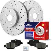Ceramic Front Brakes Pad and Rotors Drilled Slotted Vented Replacement Disc Brake Kits for Toyota Celica 2000-2001 Gts/Celica 2002 2003 2004 2005, for Scion Tc 2005 2006 2007 2008 2009 2010
