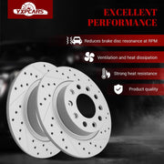 Front & Rear Drilled Slotted Rotors and Ceramic Disc Brake Pads Kit Replacement for Dodge Dart 2013 2014 2015 2016