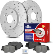 Ceramic Front Brakes Pad and Rotors Drilled Slotted Vented Replacement Disc Brake Kits for Hyundai Elantra 2013-2016/ Elantra Coupe 2013-2014/ Elantra Gt 2013-2015/ Veloster 2012