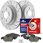 Ceramic Rear Brakes Pad and Rotors Drilled Slotted Vented Replacement Disc Brake Kits for Mercedes-Benz Glk250 2013-2015/ Glk350 2010 2011 2012-2015/ E350 2013-2014 Coupe & Convertible