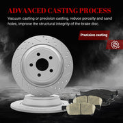 Front & Rear Drilled Slotted Rotors and Ceramic Disc Brake Pads Kit for Ford Edge 2015-2018/ Edge 2019 Se, Sel Plus, Sel, Titanium/Edge 2020 Se, Sel, St-Line, Titanium (316.0 mm); Solid Rear