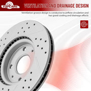 Front Drilled and Slotted Disc Brake Rotors for Ford Focus 2008-2011