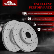 Ceramic Front Brakes Pad and Rotors Drilled Slotted Vented Replacement Disc Brake Kits for Ford Focus 2012 2013 2014 2015 2016 2017 2018, for Volvo C30 2012-2013 (278.0 mm)