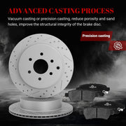 Ceramic Rear Brakes Pad and Rotors Drilled Slotted Vented Disc Brake Kits for Nissan Pathfinder 2005 - 2012
