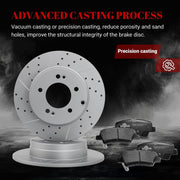 Ceramic Rear Brakes Pad and Rotors Drilled Slotted Solid Replacement Disc Brake Kits for Hyundai Sonata 2011 2012 2013 2014/ Azera 2012-2016, for Kia Optima 2011-2015