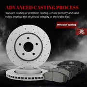 Front & Rear Drilled Slotted Rotors and Ceramic Disc Brake Pads Kit for Jeep Grand Cherokee 2005-2010 Excluding Str 8/ Commander 2006 2007 - 2010