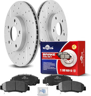 Ceramic Front Brakes Pad and Rotors Drilled Slotted Vented Replacement Disc Brake Kits for Acura CSX 2006-2011, for Accord Sedan 2003 2004 2005 2006 2007/ Civic GX 2006 2007 2008 2009 2010