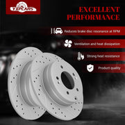 Ceramic Rear Brakes Pad and Rotors Drilled Slotted Solid Replacement Disc Brake Kits for Hyundai Sonata 2011 2012 2013 2014/ Azera 2012-2016, for Kia Optima 2011-2015