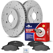 Ceramic Front Brakes Pad and Rotors Drilled Slotted Vented Replacement Disc Brake Kits for Ford Mustang 2005 2006 2007 2008 2009 2010 Base (293.0 mm)