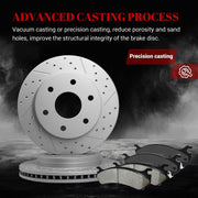 Front & Rear Drilled Slotted Rotors and Ceramic Disc Brake Pads Kit for Chevry Silverado 1500 1999-2000/ Astro 2003-2005, for Gmc Sierra 1500 1999-2000/ Safari 2003 2004 2005