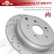 Ceramic Rear Brakes Pad and Rotors Drilled Slotted Solid Disc Brake Kits for Honda Cr-V 2005-2016, for Acura Rdx 2010 - 2012 FWD/Rdx 2013 - 2018