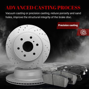 Ceramic Rear Brakes Pad and Rotors Drilled Slotted Vented Disc Brake Kits for Gmc Sierra 1500 2007-2013/ Yukon Xl 1500 2007-2014/ Yukon 2007 - 2014