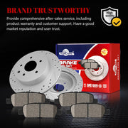 Ceramic Rear Brakes Pad and Rotors Drilled Slotted Vented Replacement Disc Brake Kits for Nissan Juke/X-Trail/Leaf/Rogue/Rogue Select/Rogue Sport