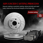 Front & Rear Drilled Slotted Rotors and Ceramic Disc Brake Pads Kit for Toyota Camry 2012-2017/ Avalon 2013-2018, for for Lexus Es350 Es300h 2013 2014 2015 2016 2017 2018