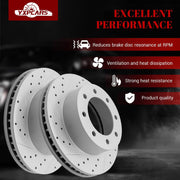 Ceramic Front Brakes Pad and Rotors Drilled Slotted Vented Replacement Disc Brake Kits for Ford F-450 Super Duty 2010 2011 2012 Built After 02/22/2010