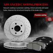 Ceramic Front Brakes Pad and Rotors Drilled Slotted Vented Replacement Disc Brake Kits for Dodge Charger/Challenger/Magnum, for Chrysler 300