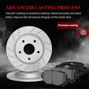 Ceramic Rear Brakes Pad and Rotors Drilled Slotted Solid Replacement Disc Brake Kits for Chrysler Town & Country 2008-2011, for Dodge Grand Caravan/Journey, for Volkswagen Routan 2009 2010 2011 2012
