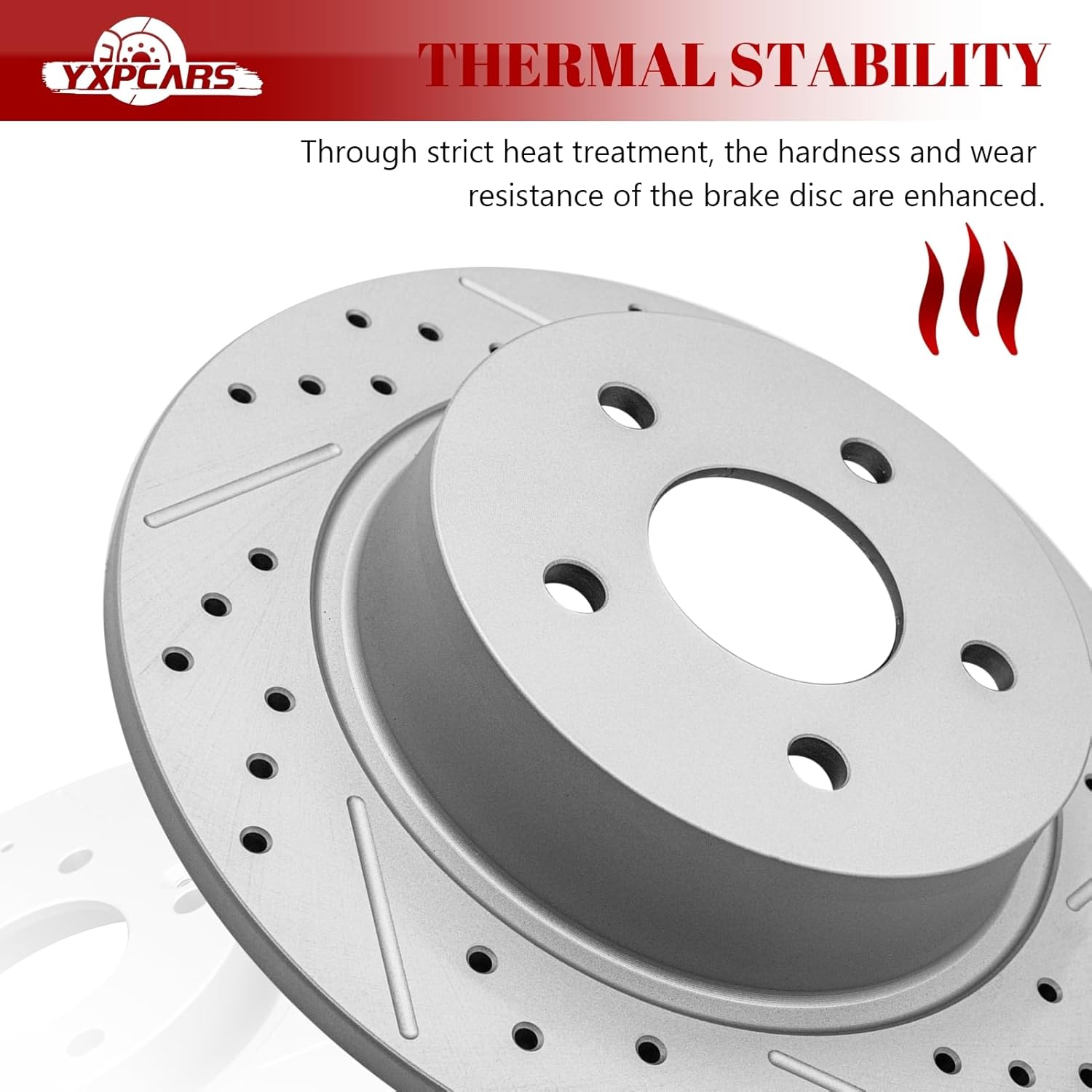 Ceramic Rear Brakes Pad and Rotors Drilled Slotted Solid Disc Brake Kits for Ford Transit Connect 2014 - 2017/ Escape 2013-2016/ C-Max 2013-2018