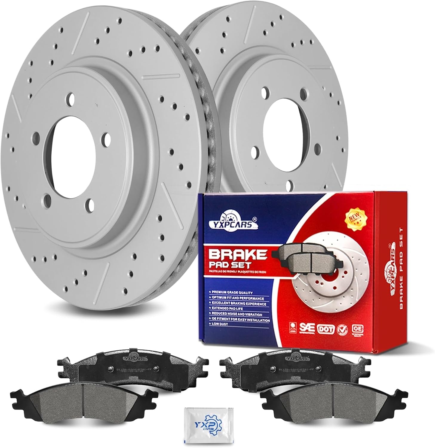 Ceramic Front Brakes Pad and Rotors Drilled Slotted Vented Replacement Disc Brake Kits for Ford Explorer 2006-2010/ Explorer Sport Trac 2007 2008 2009 2010, for Mercury Mountaineer 2006-2010