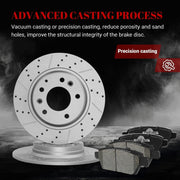 Ceramic Rear Brakes Pad and Rotors Drilled Slotted Solid Replacement Disc Brake Kits for Ford Fusion 2006-2012, for Lincoln MKZ 2007 2008 2009 2010 2011 2012/ Zephyr 2006, for Mercury Milan 2006-2011