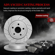 Ceramic Rear Brakes Pad and Rotors Drilled Slotted Solid Replacement Disc Brake Kits for Dodge Durango, for Jeep Grand Cherokee