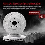 Ceramic Front Brakes Pad and Rotors Drilled Slotted Vented Replacement Disc Brake Kits for Pontiac Vibe 2003-2008, for Toyota Matrix Corolla 2003 2004 2005 2006 2007 2008
