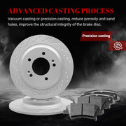 Ceramic Rear Brakes Pad and Rotors Drilled Slotted Solid Replacement Disc Brake Kits for Hyundai Sonata Gas 2015-2016, for Kia Cadenza 2014-2016/ Optima 2013-2015 With Electric Parking Brake