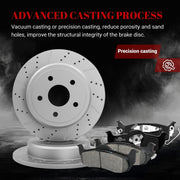 Ceramic Rear Brakes Pad and Rotors Drilled Slotted Solid Disc Brake Kits for Jeep Commander (Xk) 2006-2010/ Grand Cherokee 2005/ Grand Cherokee 2006-2010 Excluding Srt8