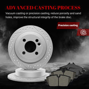 Front & Rear Drilled Slotted Rotors and Ceramic Disc Brake Pads Kit for Mini Cooper 2007-2008 Base Hatchback, Cooper 2009-2011 Base/Clubman, Cooper 2012-2013 Base/Clubman/Coupe/Roadster