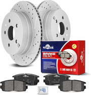 Ceramic Rear Brakes Pad and Rotors Drilled Slotted Vented Replacement Disc Brake Kits for Chevy Equinox 2010-2017, for Gmc Terrain 2010 2011 2012 2013 2014 2015 2016 2017