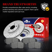 Front & Rear Drilled Slotted Rotors and Ceramic Disc Brake Pads Kit for Ford Edge 2007-2009 FWD, for Lincoln MKX 2007-2009 FWD, for Mazda CX-7 2007 - 2012