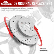 Front Drilled and Slotted Disc Brake Rotors Replacement for Nissan March 2012-2017/ Micra 2015 2016 2017 2018 2019/ Note 2014-2017/ Tiida 2012/ Versa 2012 1.6L/ Versa Note 2014-2019/ Versa 2013-2019