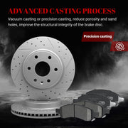 Front & Rear Drilled Slotted Rotors and Ceramic Disc Brake Pads Kit for Buick Enclave 2008-2017, for Chevy Traverse 2009-2017, for Saturn Outlook 2007-2010, for Gmc Acadia (Limited)
