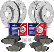 Front & Rear Drilled Slotted Rotors and Ceramic Disc Brake Pads Kit for Toyota Avalon 2019 2020 2021 2022/ Camry 2020 2021