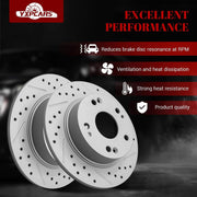 Front & Rear Drilled Slotted Rotors and Ceramic Disc Brake Pads Kit 2.4L for Honda Accord 2005 2006 2007 With Gas, Accord 2003-2004 (4-Wheel Disc Brakes)