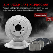 Front & Rear Drilled Slotted Rotors and Ceramic Disc Brake Pads Kit for Chevy Malibu 2016 2017 2018 2019 With Manual Parking Brake