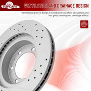 Front Drilled and Slotted Disc Brake Rotors for Toyota 4Runner 2003-2009/ Fj Cruiser 2007-2014/ Tacoma 2005 2006 2007 2008 2009 2010 2011 2012 2013 2014 2015 2016 2017 2018 2019 2020 2021 2022 2023