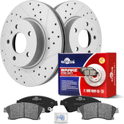 Ceramic Front Brakes Pad and Rotors Drilled Slotted Vented Replacement Disc Brake Kits for Cadillac Ats 2015/ Ats 2016 Base (Without Brembo Front Brakes)