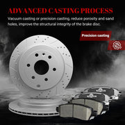 Ceramic Rear Brakes Pad and Rotors Drilled Slotted Vented Replacement Disc Brake Kits for Buick Enclave 2008-2017, for Chevy Traverse, for Gmc Acadia Limited/Acadia, for for Saturn Outlook