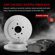Ceramic Rear Brakes Pad and Rotors Drilled Slotted Vented Replacement Disc Brake Kits for Ford Edge 2007-2010, for Lincoln Mkx 2007 2008 2009 2010