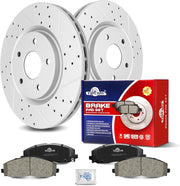 Ceramic Front Brakes Pad and Rotors Drilled Slotted Vented Replacement Disc Brake Kits for Chrysler Pacifica 2017-2019/ Voyager 2020-2021, for Dodge Grand Caravan 2018-2020/ Journey 2014-2020