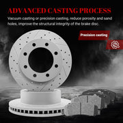 Ceramic Front Brakes Pad and Rotors Drilled Slotted Vented Replacement Disc Brake Kits for Ford F-450 Super Duty 2010 2011 2012 Built After 02/22/2010