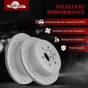 Ceramic Rear Brakes Pad and Rotors Drilled Slotted Vented Replacement Disc Brake Kits for Ford F-150 2005 2006 2007 2008 2009 2010 2011, for Lincoln Mark Lt 2006-2008 (6 Lug)