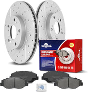 Ceramic Front Brakes Pad and Rotors Drilled Slotted Vented Replacement Disc Brake Kits for Honda Cr-V 2002-2004/ Element 2003 2004 2005 2006 2007 208 2009 2010 2011