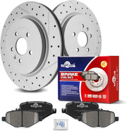 Ceramic Rear Brakes Pad and Rotors Drilled Slotted Vented Disc Brake Kits for Ford Police Interceptor Utility 2013 - 2019, for Lincoln Mks 2013-2016