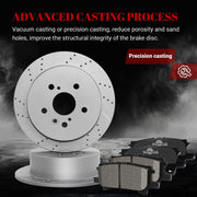 Ceramic Rear Brakes Pad and Rotors Drilled Slotted Solid Replacement Disc Brake Kits for exus Rx330 2004-2006/ Rx350 2007-2009/ Rx400H 2006-2008, for Toyota Highlander 2004 2005 2006 2007