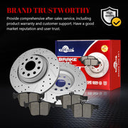 Ceramic Rear Brakes Pad and Rotors Drilled Slotted Vented Replacement Disc Brake Kits for Audi A3 Quattro 2019-2020/ Q3 2019-2022/ Audi S3 2015-2020/ Tts Quattro 2016 2017 2018 2019 2020 2021 2022
