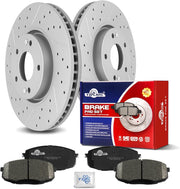 Ceramic Front Brakes Pad and Rotors Drilled Slotted Vented Replacement Disc Brake Kits for Kia Forte (Koup) 2.4L 2010 2011 2012 2013/ Forte5 2013